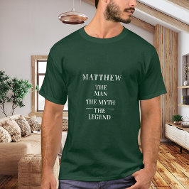 Camiseta Homem mito lenda nome verde