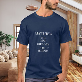 Camiseta Homem mito nome de legenda azul