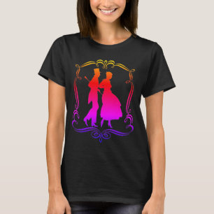 Camiseta Homem-Mulher - Atraente Formal Silhouette Rainbow