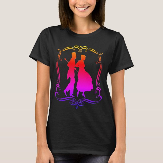 Camiseta Homem-Mulher - Atraente Formal Silhouette Rainbow (Frente)
