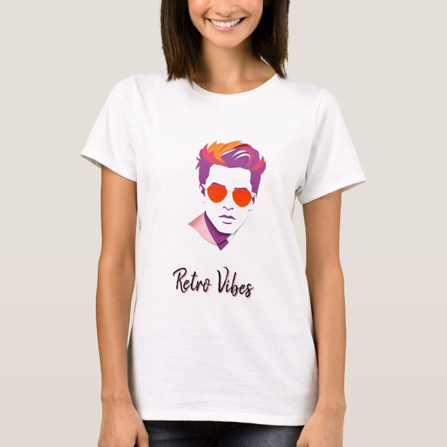 Camiseta Homem-Na moda legal com óculos de sol (Frente)