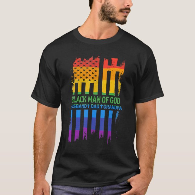 Camiseta Homem Negro Do Pai Marido Lgbt Orgulho gay Priest (Frente)