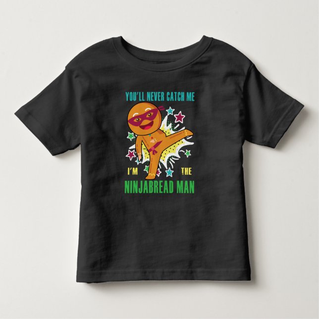 Camiseta Homem Ninjabread Nunca Me Pegará (Frente)