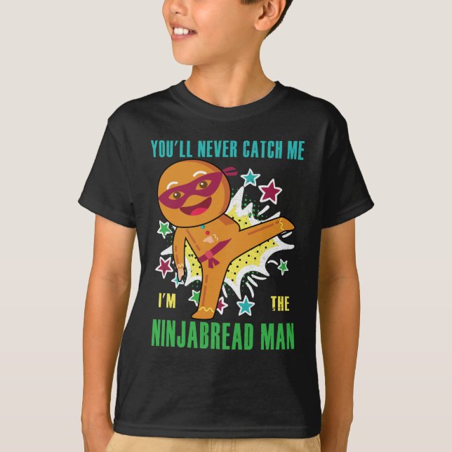 Camiseta Homem Ninjabread Nunca Me Pegará (Frente)