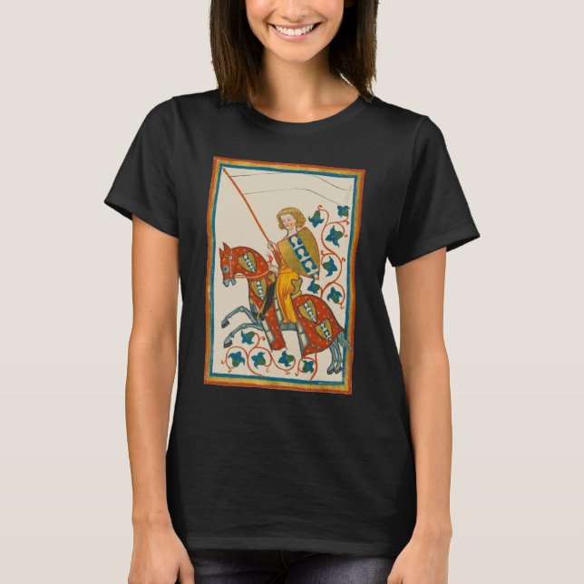 Camiseta Homem no Codex Manesse do Século 14 Horseback (Frente)