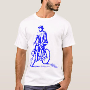 Camiseta Homem numa Bicicleta - Azul