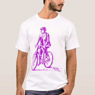Camiseta Homem numa bicicleta - Roxo