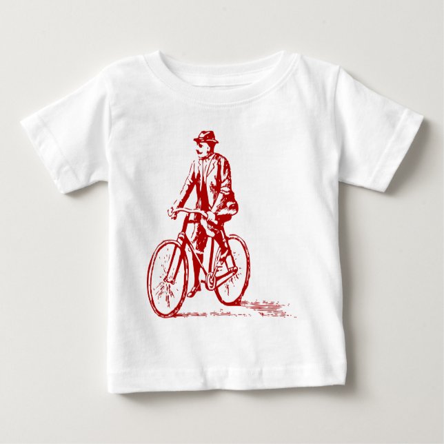 Camiseta Homem numa bicicleta - Ruby Red (Frente)