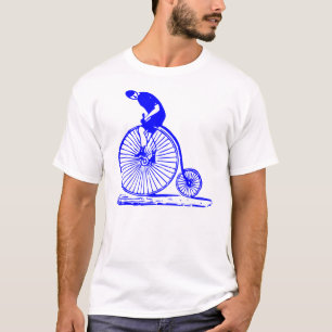 Camiseta Homem numa Penny Farthing - Azul