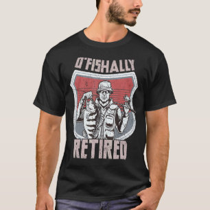 Camiseta Homem Oficialmente Aposentado Piada Pescador Pesca