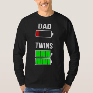 Camiseta Homem Pai Cansado Bateria Fraca Gêmeos Carga Total