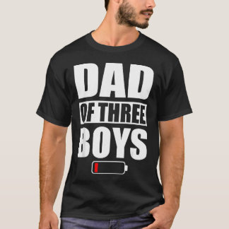Camiseta Homem Pai De 3 Meninos Três Filhos Dia Dos Pais