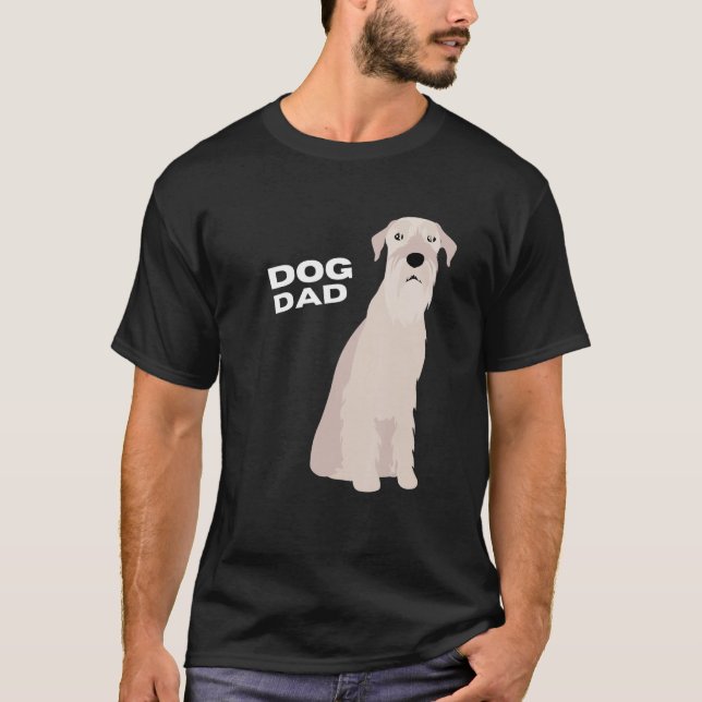Camiseta Homem-Pai de Cachorro Branco-Schnauzer (Frente)