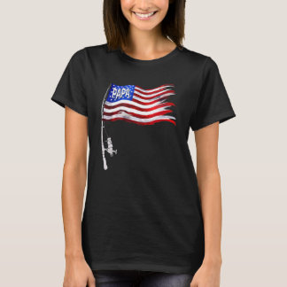 Camiseta Homem Papai Bandeira Americana Pescaria Vintage Pe