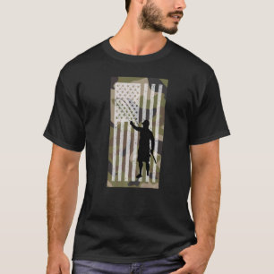 Camiseta Homem Patriótico Caça Pai Pescador Roupas Externas