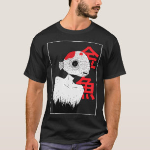 Camiseta homem peixe dourado abstrato vintage retrô monstro