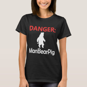 Camiseta Homem Perigo Urso Porco Porco Fazenda