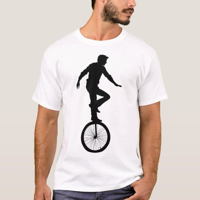 Camiseta Homem pilotando monociclo (Frente)
