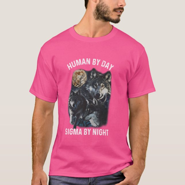 Camiseta Homem Por Dia Sigma Por Noite Alfa Wolf (Frente)