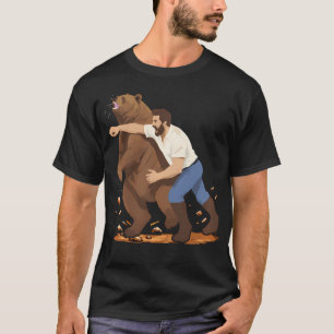 Camiseta Homem Punindo Urso Engraçado Selvagem