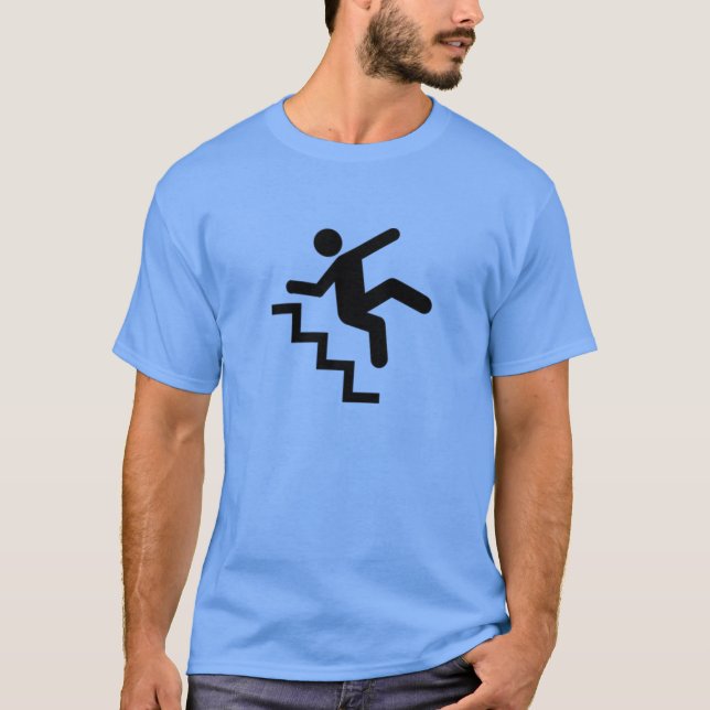 Camiseta Homem que cai para baixo as escadas (Frente)