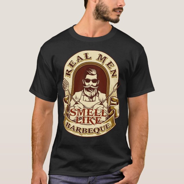 Camiseta Homem Real Que Cheira Barbeque Para Um Pitmaster D (Frente)
