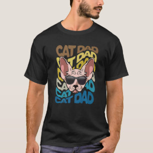 Camiseta Homem Retro Vintage Cool Gato Sphynx Pai de Gato K