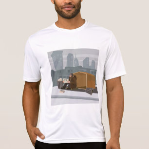 Camiseta Homem Sem-Teto Segurando Placa de Ajuda Pobreza Ur