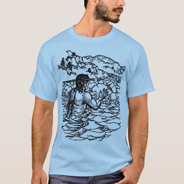 Camiseta Homem Sereia Merman em água Fantasia conto de fada (Frente)