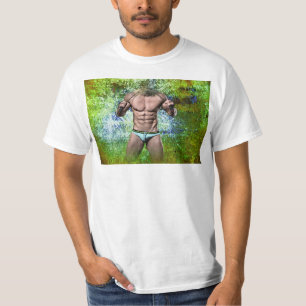 Camiseta Homem sexy muscular branco de SlipperyJoe, alto-fa