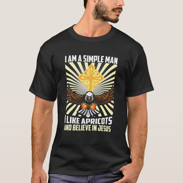 Camiseta Homem Simples Como Apricot E Acredita Em Jesus (Frente)