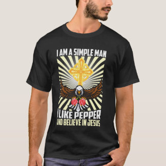 Camiseta Homem Simples Como Pepper Vegan Acredita Em Jesus 
