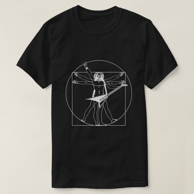 Camiseta Homem singular e negro vitruviano tocando violão v (Frente do Design)