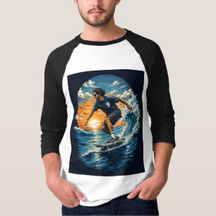 Camiseta Homem surfando nas ondas