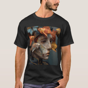 Camiseta Homem Surrealista de Papel, Peixe e Mariposa