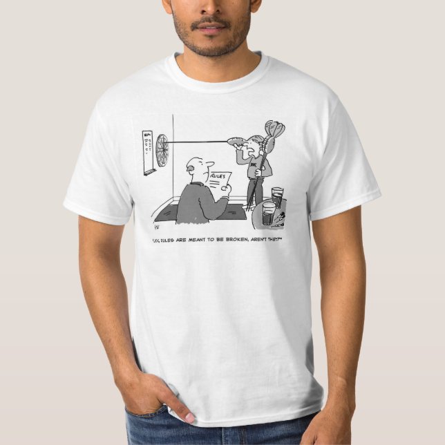 Camiseta Homem trapaceando jogando dardos (Frente)