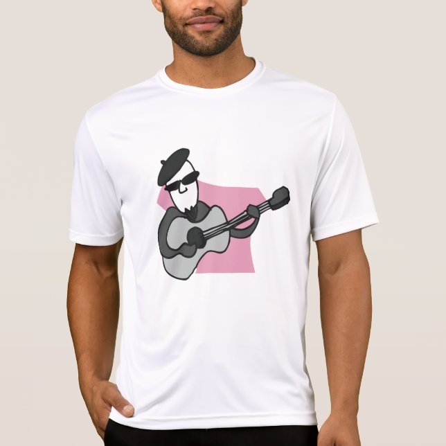 Camiseta Homem Usando Boina Tocando Violão (Frente)