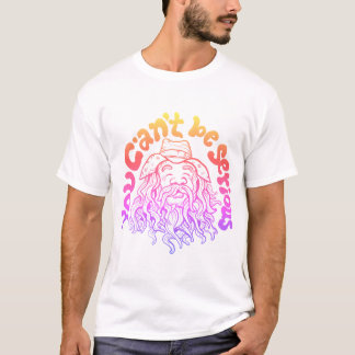 Camiseta homem velho barbudo com citação de incredulidade