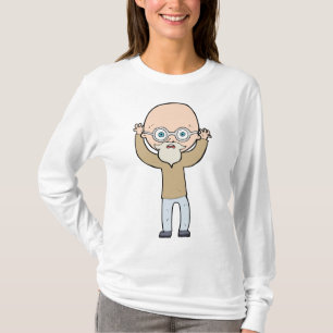 Camiseta Homem Velho Careca Engraçado com Barba