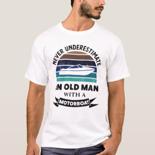 Camiseta Homem Velho com Pais-presentes de Barco Engraçado