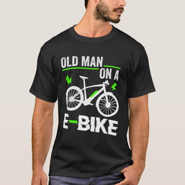 Camiseta Homem Velho Em Bicicleta Eletrônica De Bicicleta E (Frente)