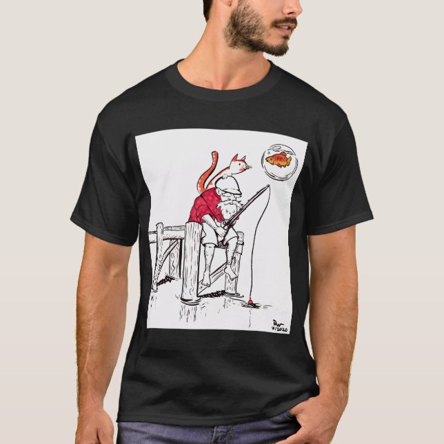 Camiseta Homem Velho Pescando (Frente)
