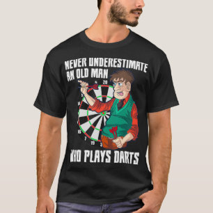 Camiseta Homem Velho Que Joga Dardos Joga Jogo