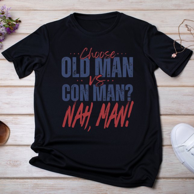 Camiseta Homem Velho vs Homem Con? Não, Cara! (Criador carregado)