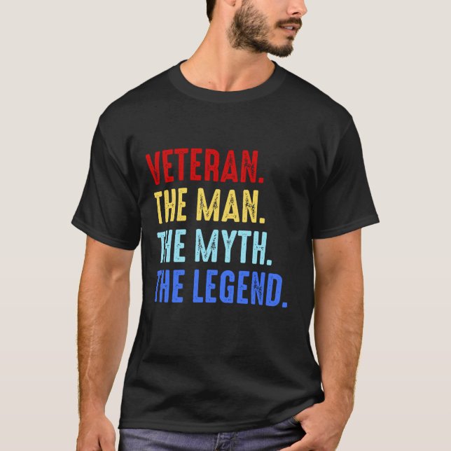 Camiseta Homem Veterano Mito Legenda Soldado Veteranos Pres (Frente)