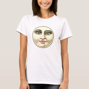 Camiseta Homem-Vintage mulher na Lua, sepia única e peculia