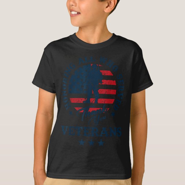 Camiseta Homenageando Todos os Que Serviram Obrigado Dia do (Frente)