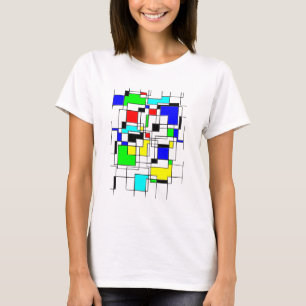 Camiseta Homenagem Aleatória aos quadrados a Mondrian