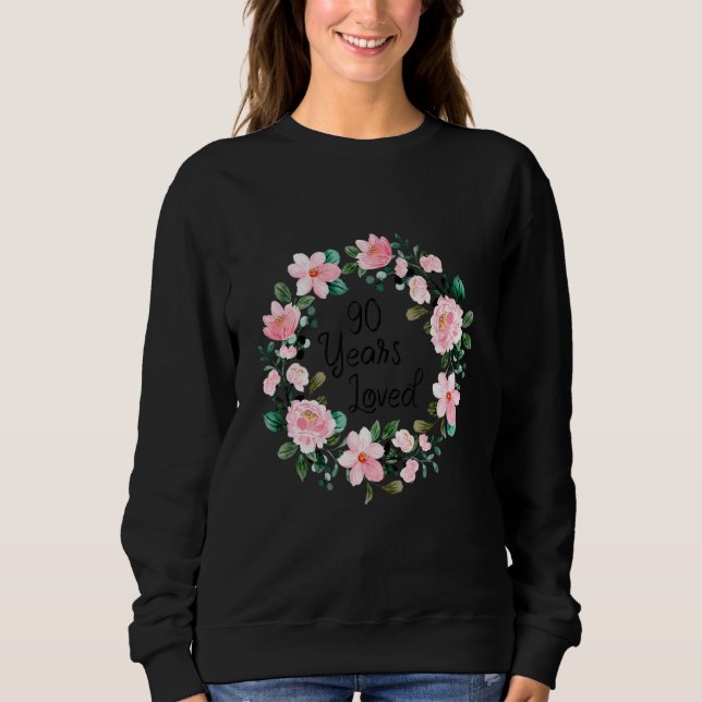 Camiseta Homens Adoravam 90 Anos Mulheres 90 Floral De 90 A (Frente)