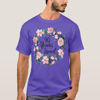 Camiseta Homens Adoravam 90 Anos Mulheres Floral De 90 Anos